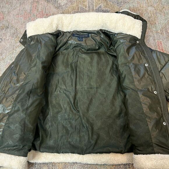 French Connection Green Sherpa Trim Puffer Coat Women's Size XL - Picture 8 of 13